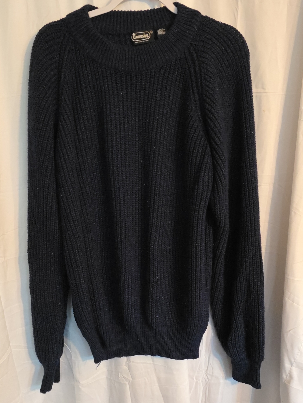 Vintage Townsley Chunky Ribbed Crewneck Sweater - Dark Navy
